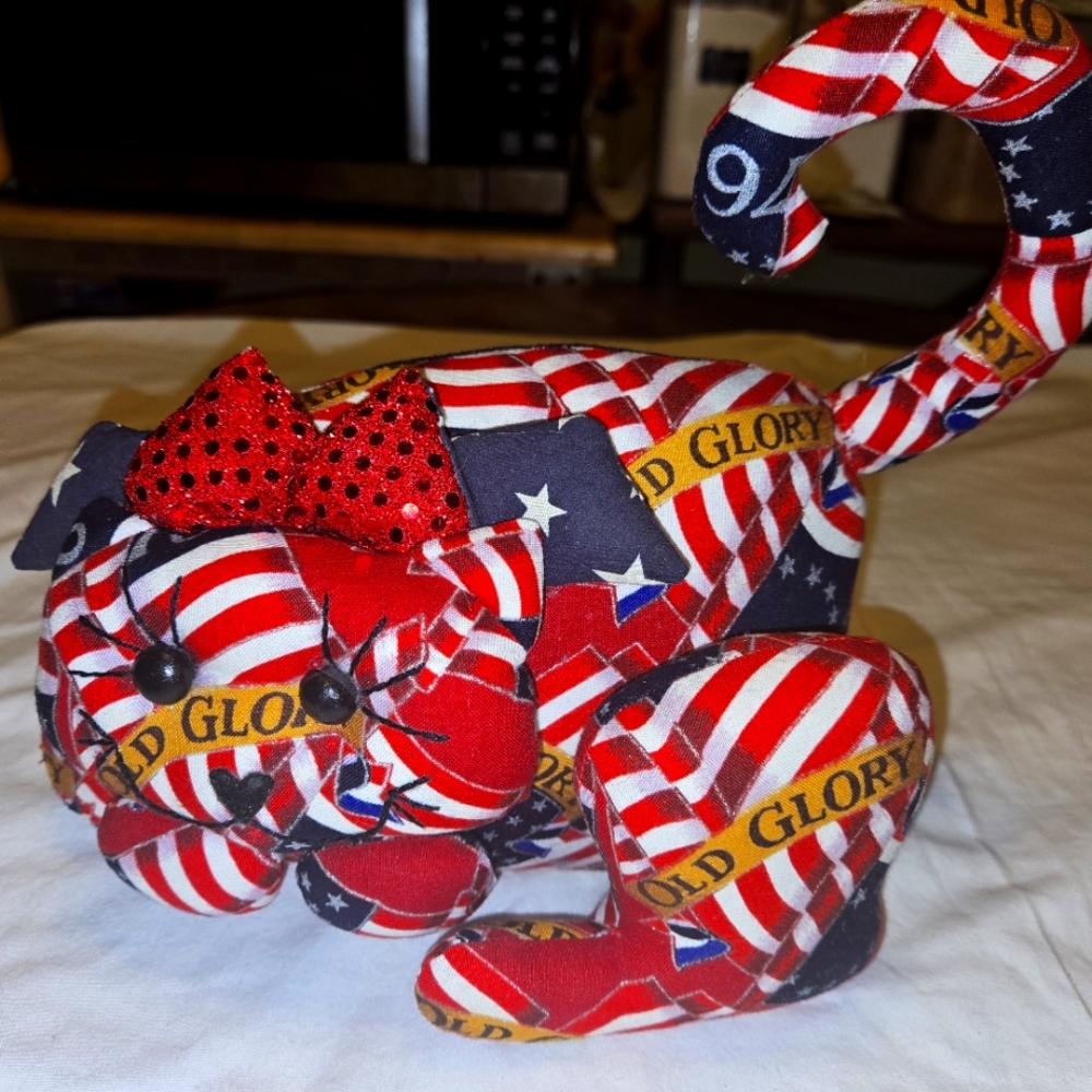 Rare Homemade Patriotic "Old Glory" Cat Pillow